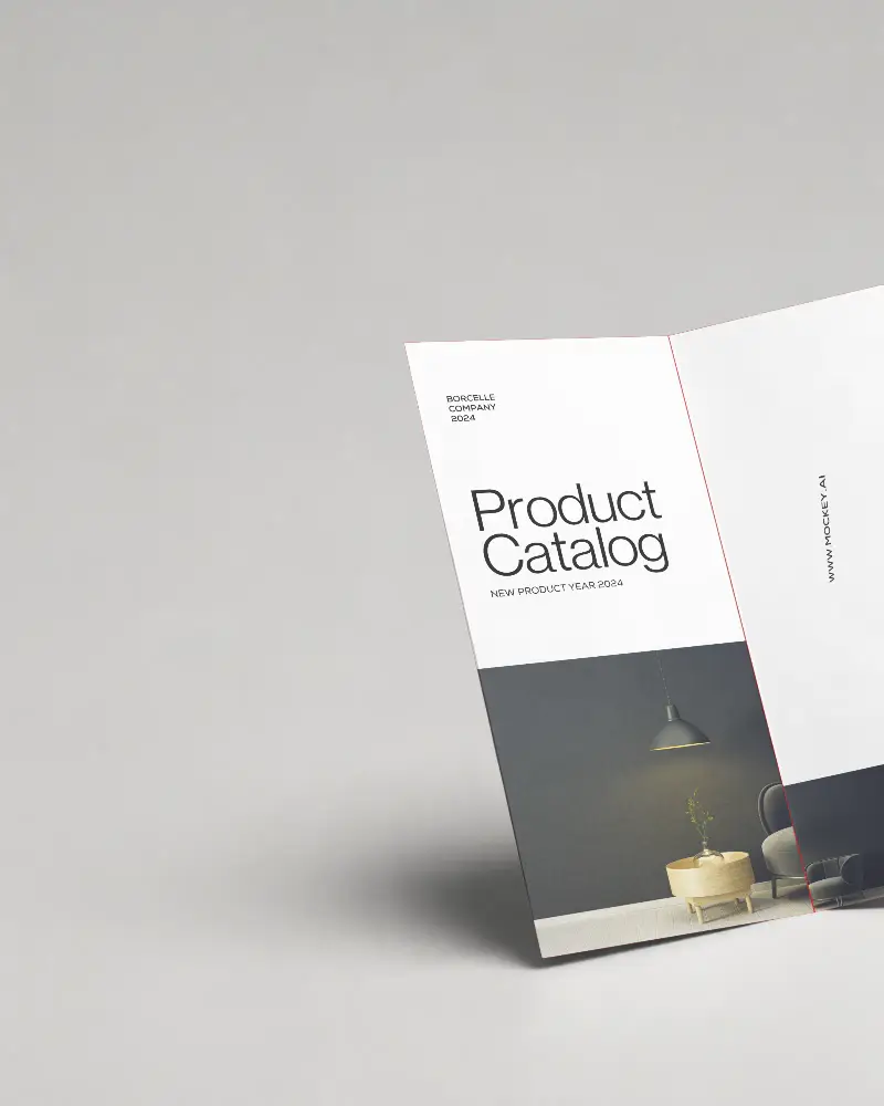 Clean Open Trifold Brochure Mockup With Subtle Shadows For Professional Showcase