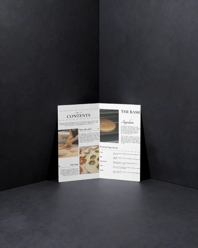Trifold Brochure Mockup On Textured Background For Brand Marketing Presentation