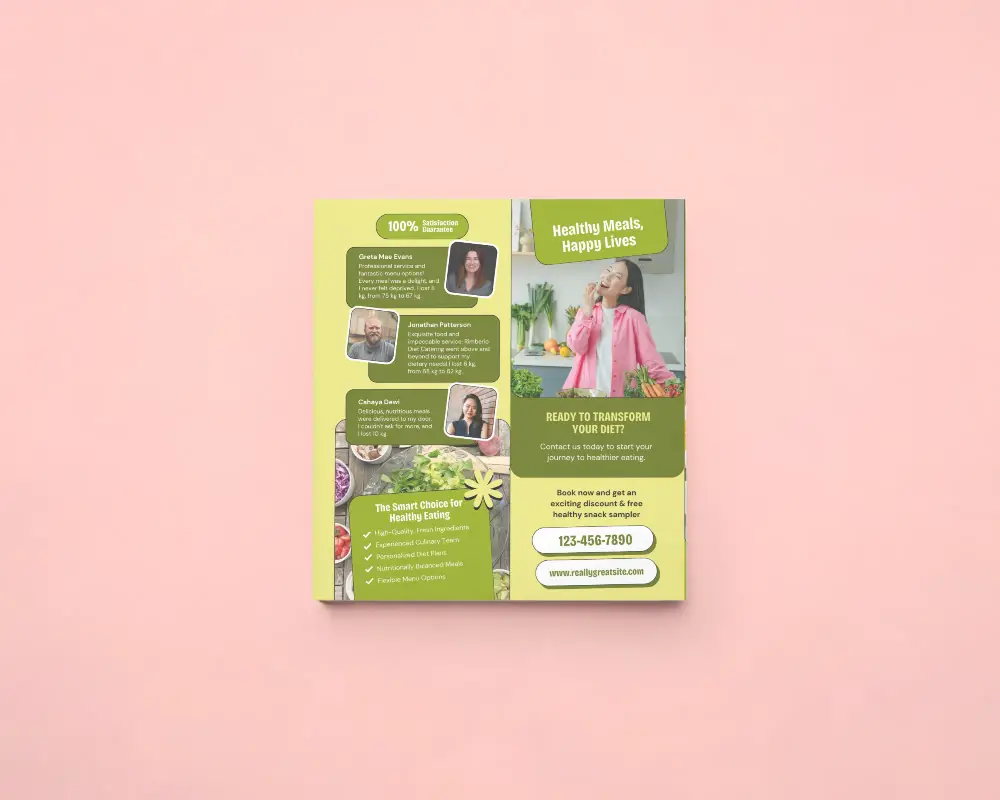 Clean Square Brochure Mockup On Minimalist Pastel Background For Design Presentation