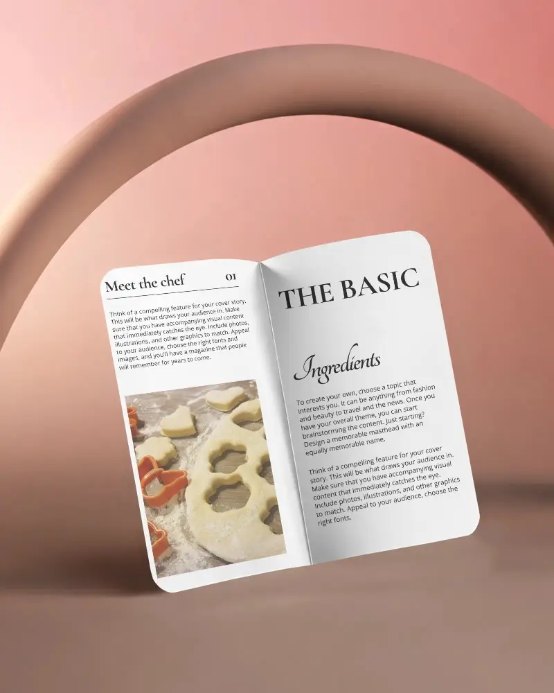 Creative Floating Brochure Mockup With Rounded Corners And Smooth Textured Pages