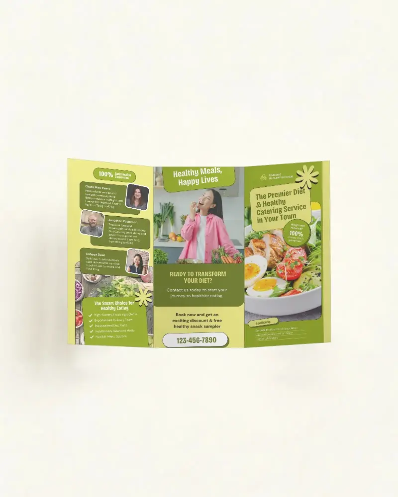 Professional Trifold Brochure Mockup Floating On Minimal Light Background