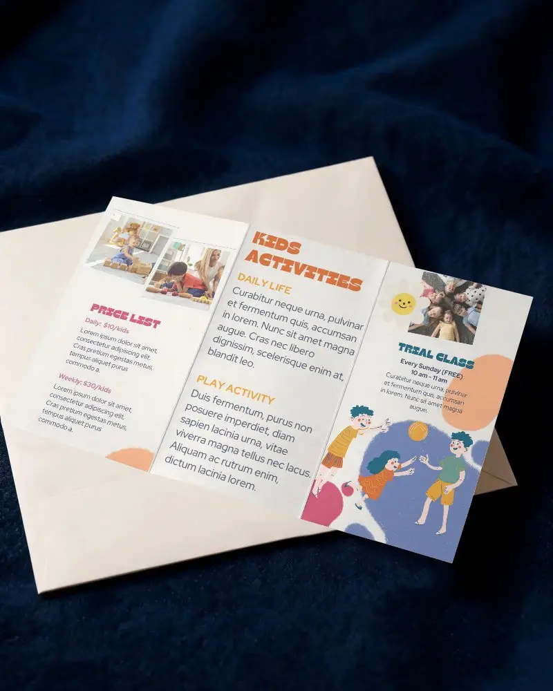 Realistic Trifold Brochure Template Withial Envelope On Textured Background