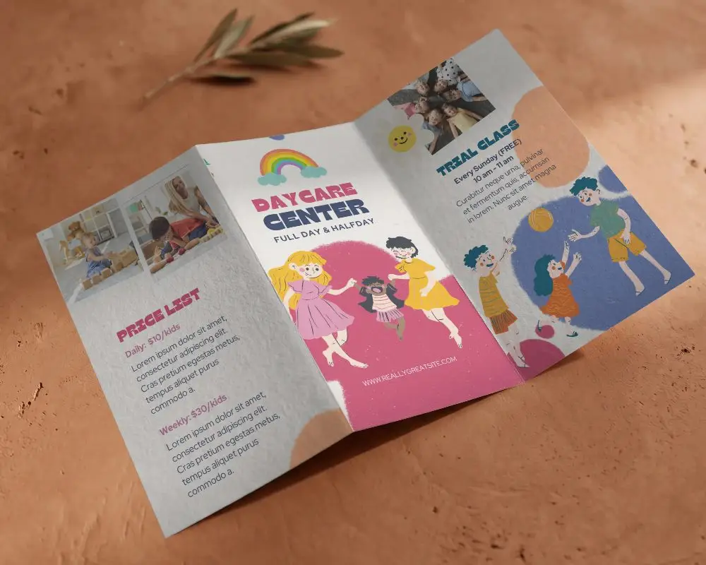 Premium Trifold Brochure Mockup On Natural Textured Surface For Branding Design Presentation