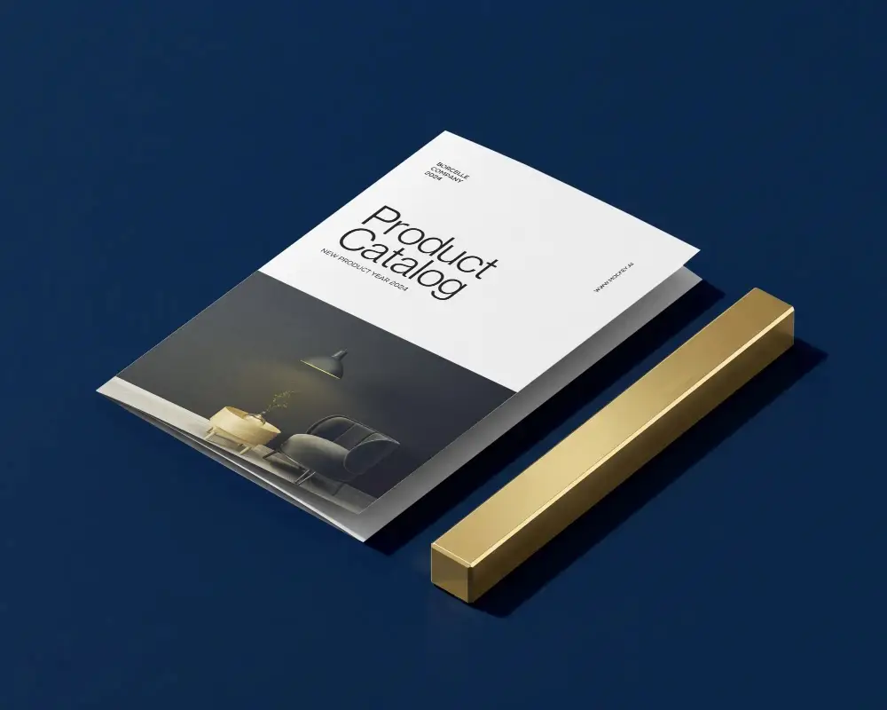 Minimalist Brochure Mockup With Modern Shaped Object For Professional Presentation
