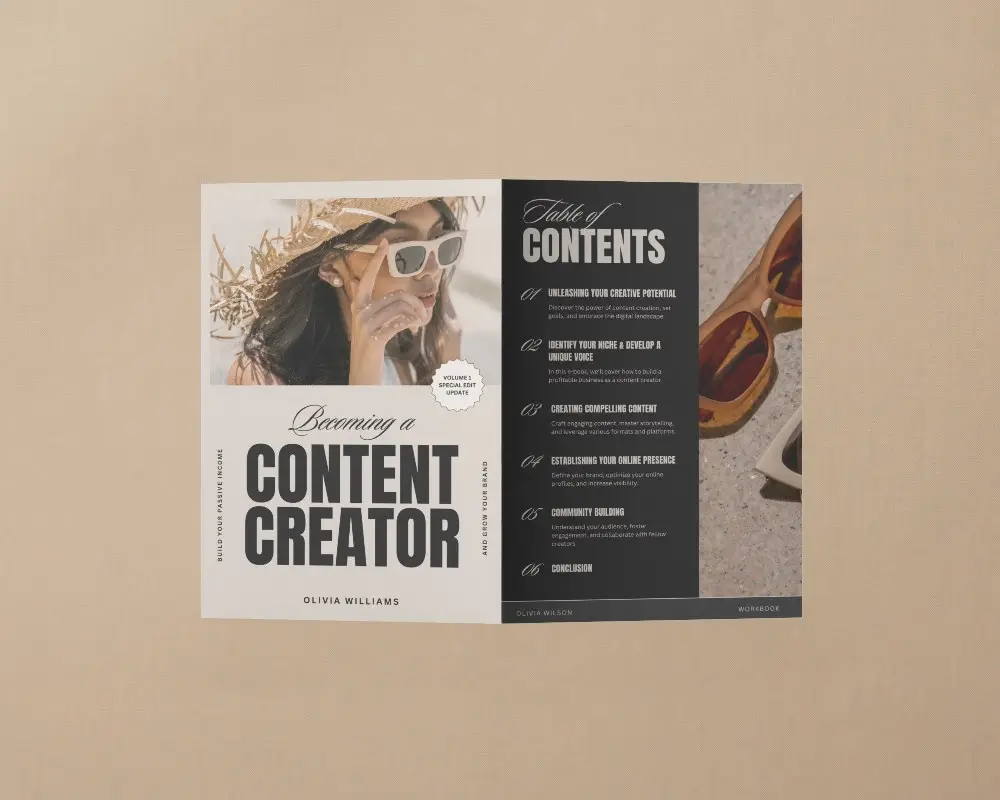 Clean Minimalist Brochure Mockup Open View Flat Lay Promotional Material Display