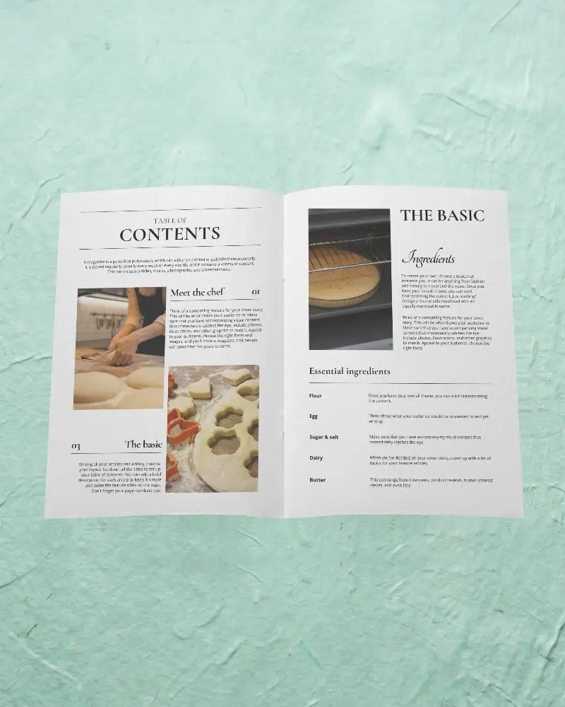 Empty Brochure Template Open Flat On Textured Surface For Printing Showcase