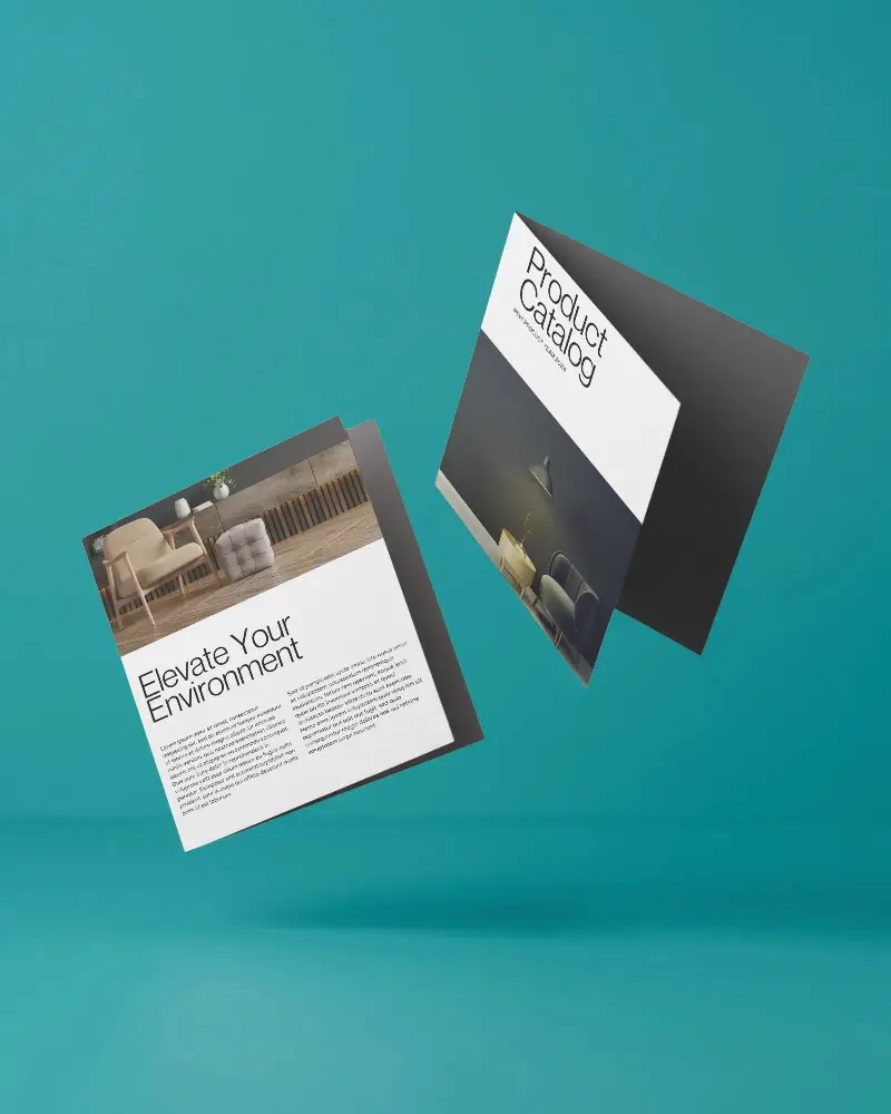 Clean Minimalist Brochure Mockup Floating Angled Perspective Blank Design Template