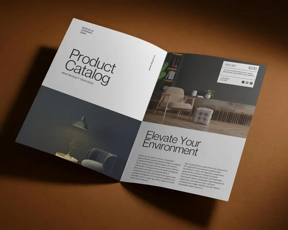 Clean Open Brochure Mockup Flat Lay For Marketing And Advertising Projects