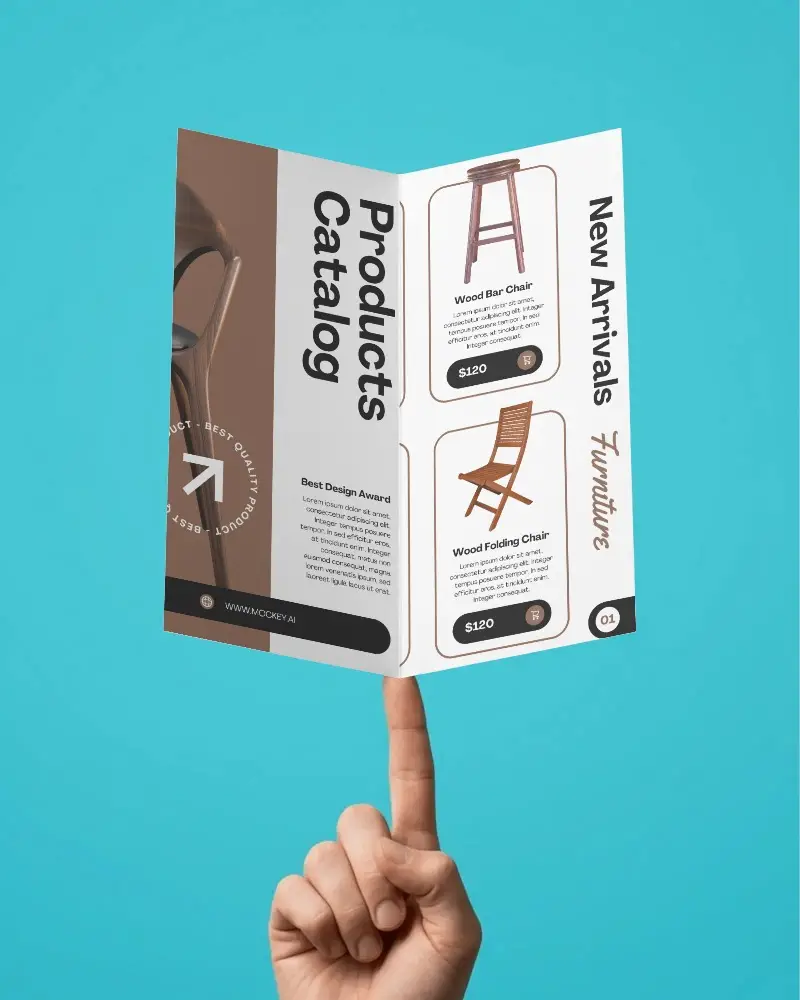 Minimalist Brochure Mockup Floating On Finger With Clear Background For Professional Designs
