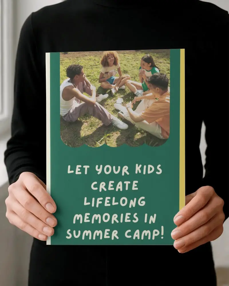 Person Holding Blank Brochure Mockup For Custom Print Design Display Showcase