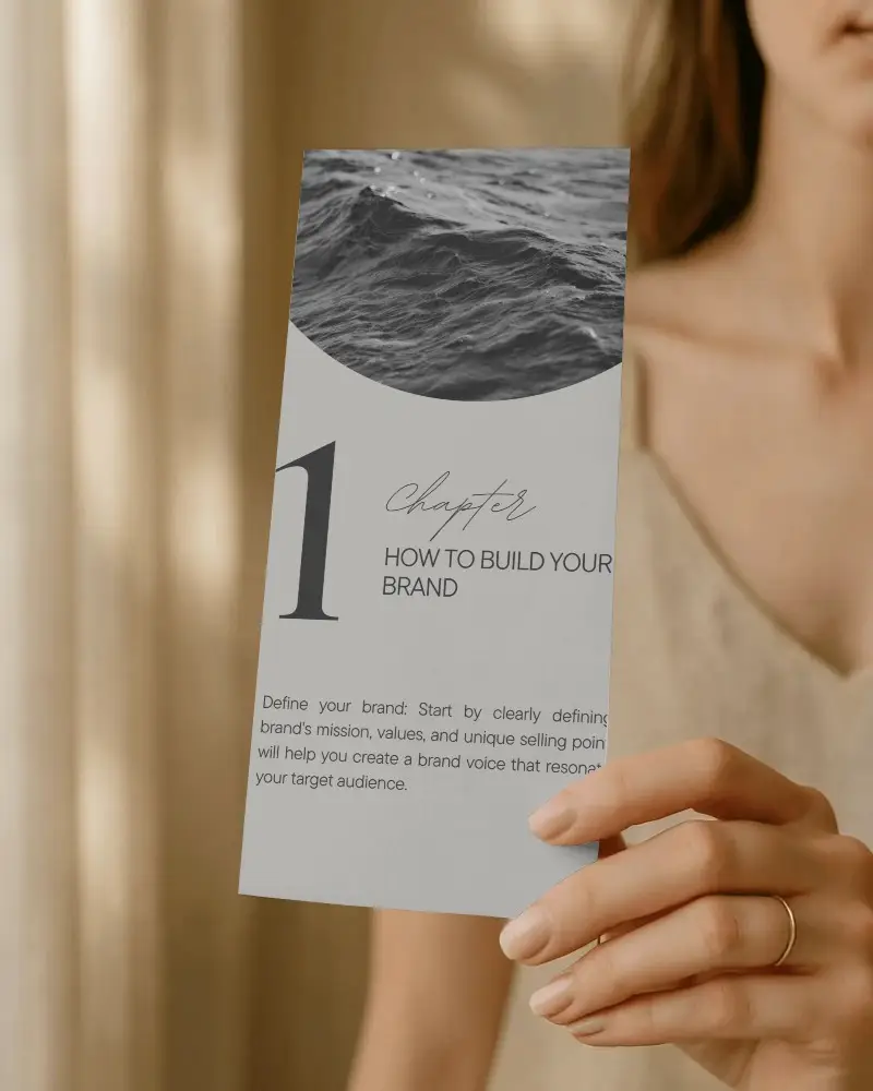 Woman Hand Holding Blank Brochure Mockup For Minimalist Marketing Presentation