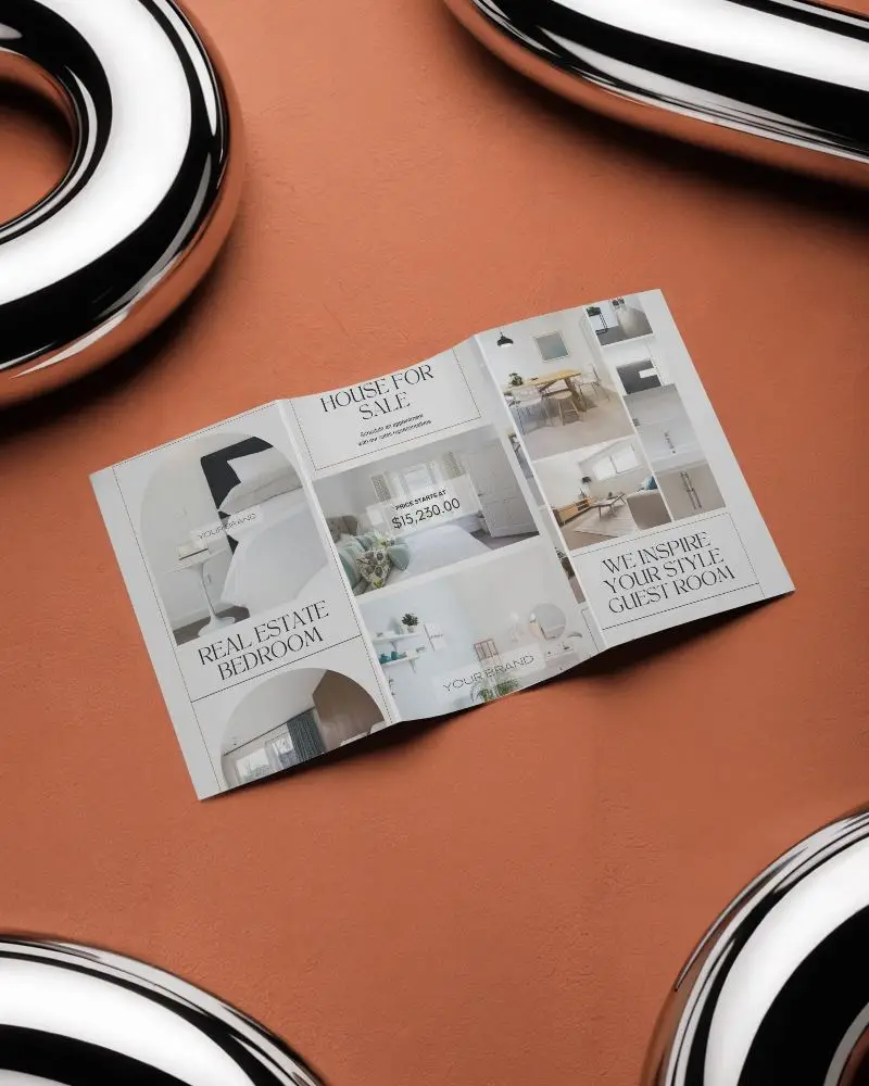 Blank Trifold Brochure Layout Mockup Showcasing Clean Folded Paper Design 0335