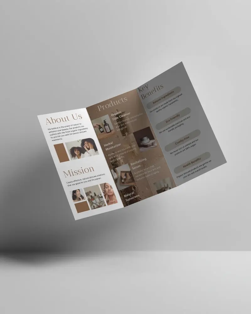 Floating Trifold Brochure Mockup With Clean Minimalist Background For Design Display