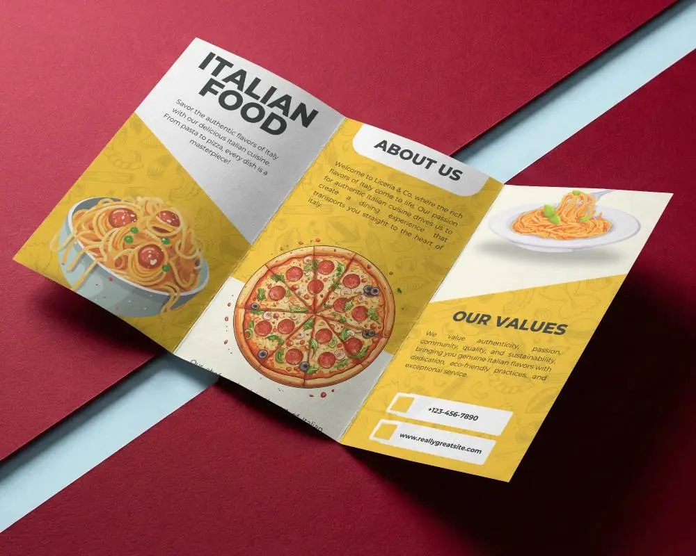 Premium Triple Fold Brochure Mockup On Textured Background For Design Presentation
