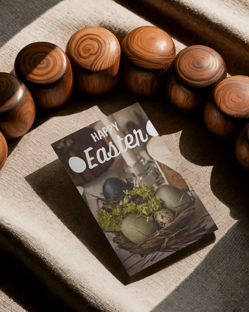 Professional Brochure Mockup With Natural Texture Background And Wooden Accessories Arranged