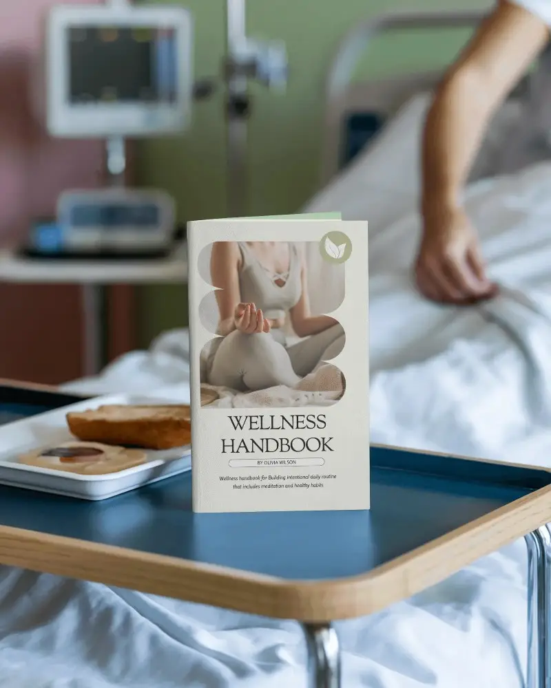 Clinic Patient Bedside Tray With Simple Brochure Mockup For Medical Guides