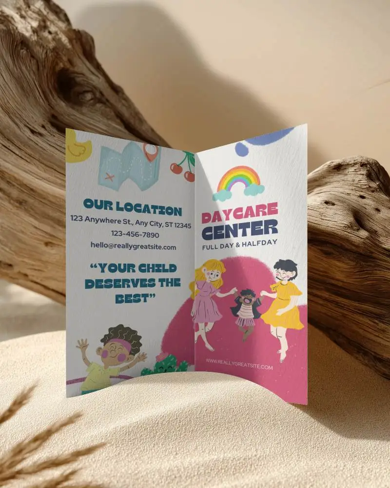 Premium Bi Fold Brochure Mockup With Subtle Shadow And Organic Elements