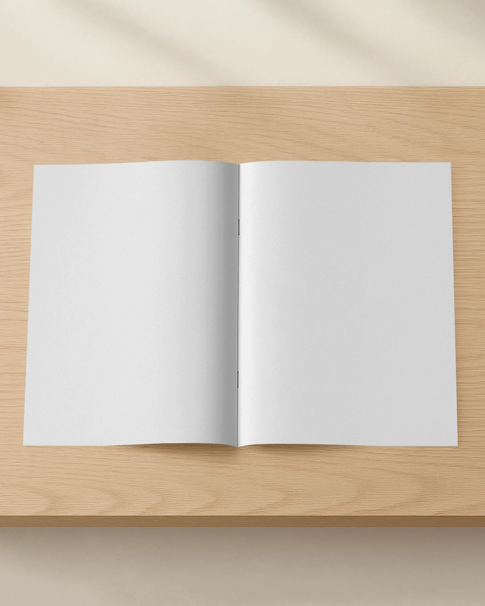 High Quality Brochure Mockup Spread On Natural Wood Surface