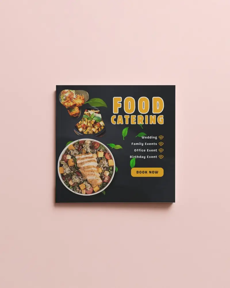 Soft Pink Background Closed Square Brochure Mockup Top View