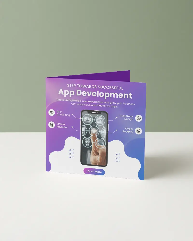 Standing Brochure Mockup On Sage Green Wall And White Surface