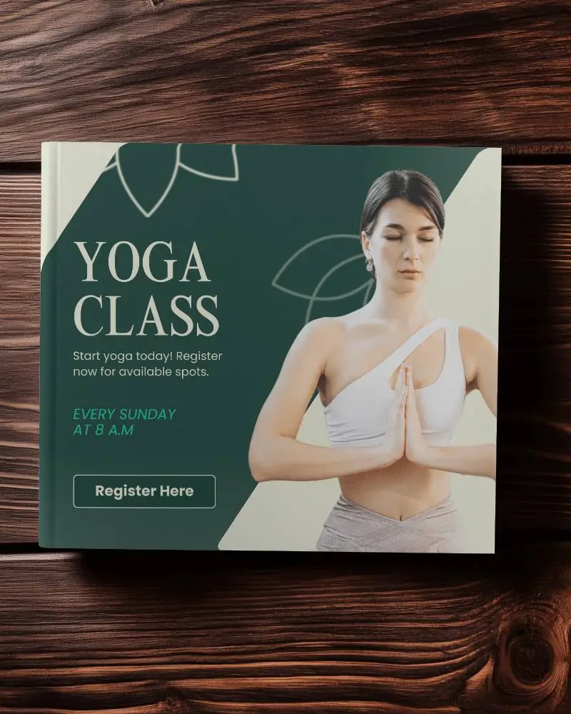 Elegant Flatlay Closed Brochure On Deep Brown Wooden Backdrop