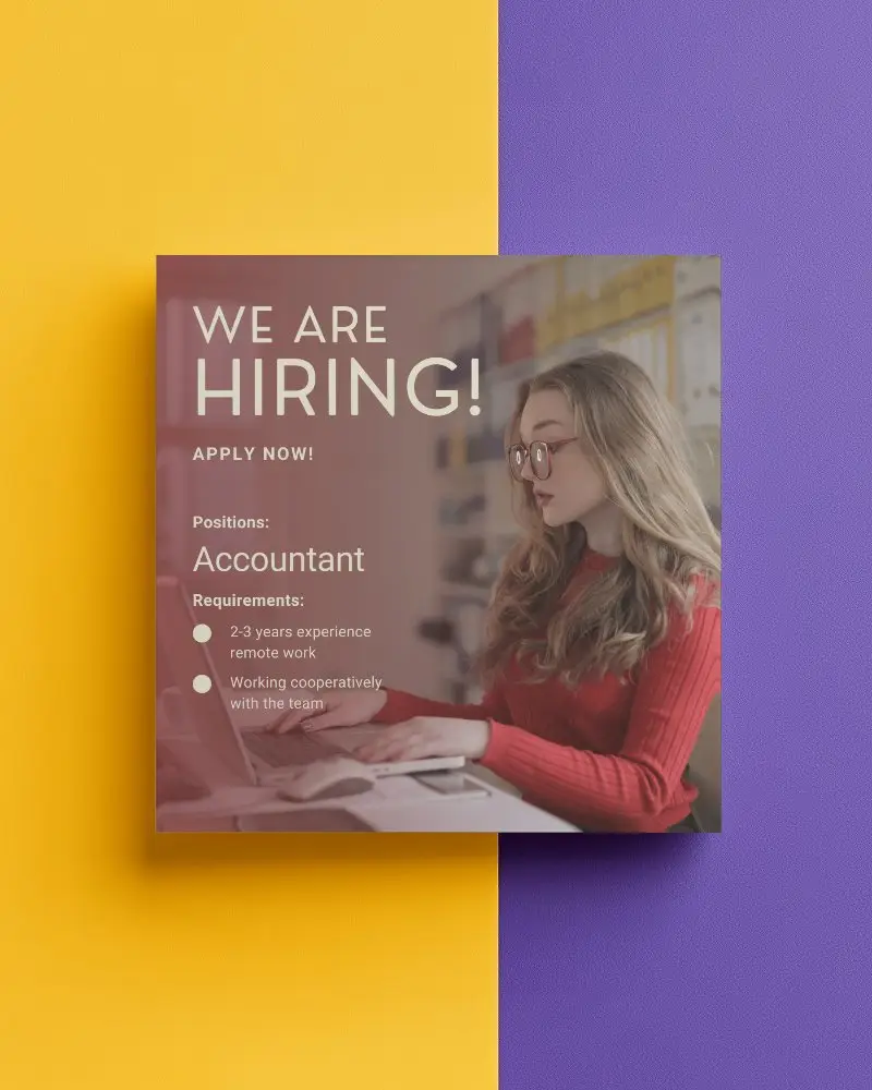 Centered Square Brochure Mockup On Dual Tone Yellow Purple Background Colorful Pop Style