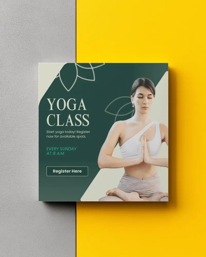 Bold Yellow And Gray Background Brochure Mockup Centered Square Layout Minimalist Modern Style