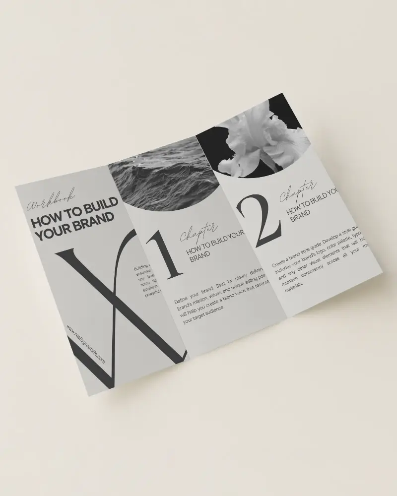 Tri Fold Brochure Mockup On Soft Cream Background Clean Paper Folds Modern Presentation