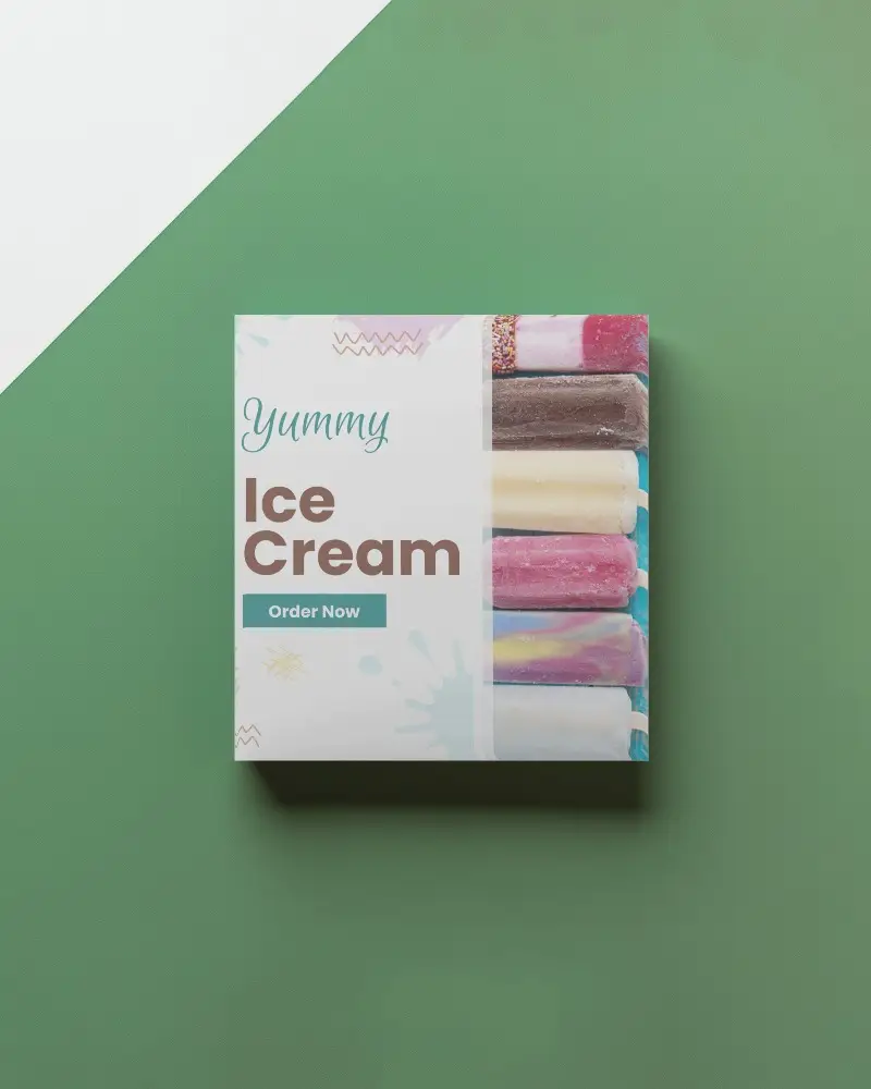 Minimal Square Brochure Mockup On Green And White Background Clean Top View Modern Design