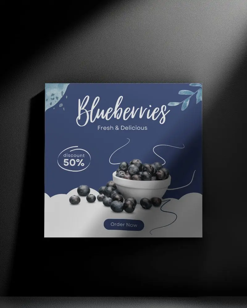 Dark Matte Square Brochure Mockup Under Spotlight On Black Surface Luxury High Contrast Look