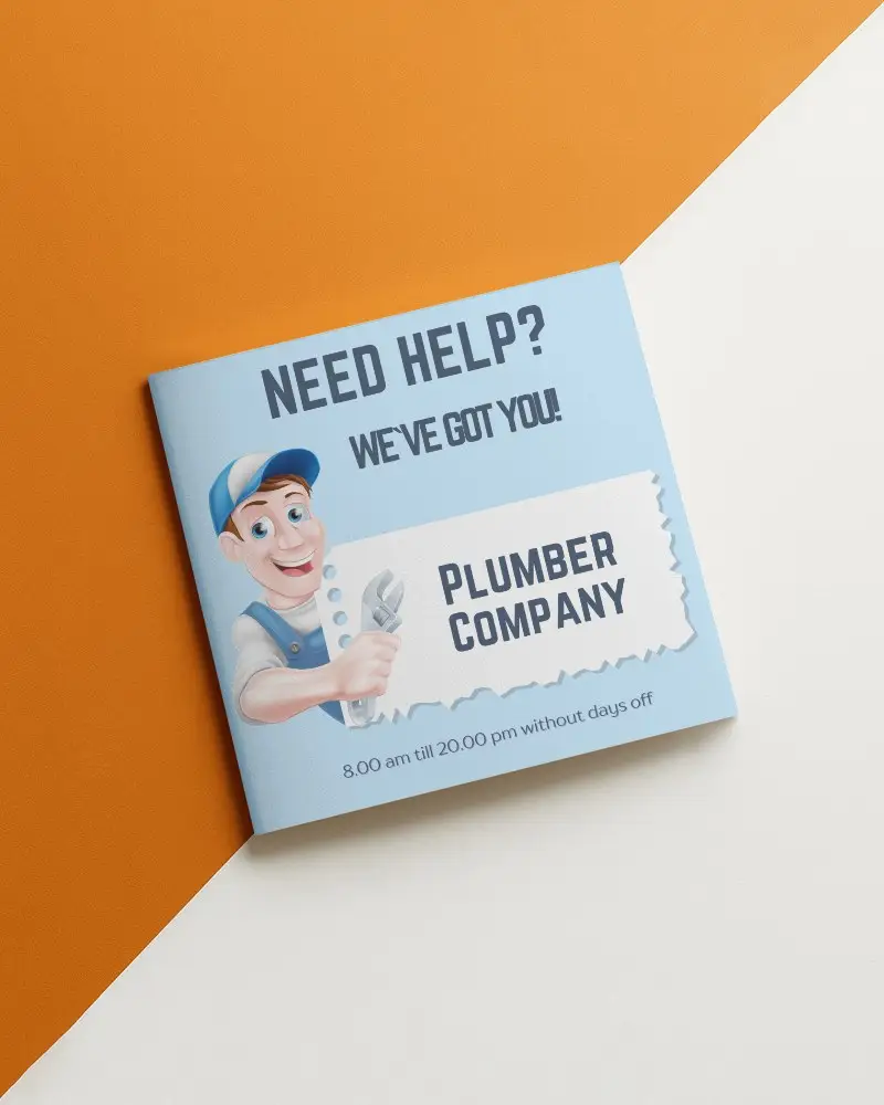 Angled Square Brochure Mockup On Orange And White Background Modern Creative Color Composition