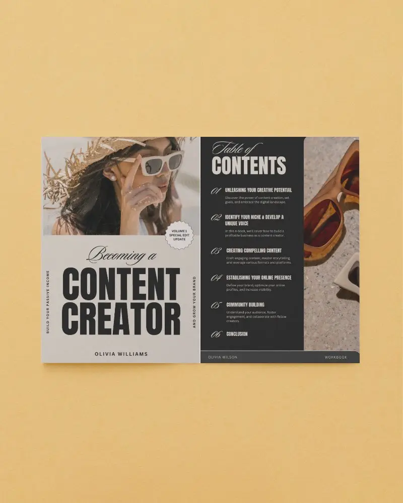 Clean Flat Open Brochure Mockup On Yellow Background Top Down View Perfect For Design Showcase