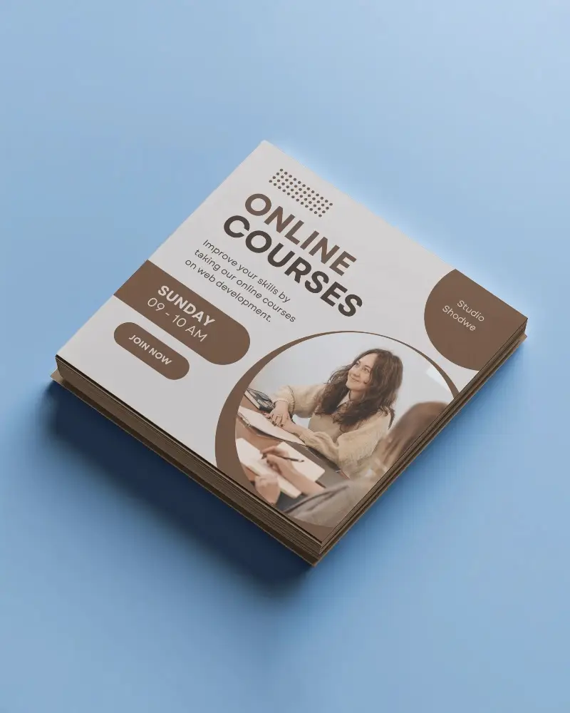 Stacked Square Brochure Mockup On Light Blue Surface Thick Paper Depth Clean Perspective