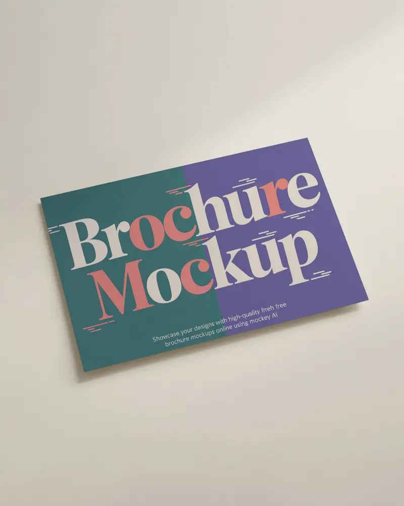 Angled Landscape Brochure Mockup On Soft Cream Surface With Natural Lighting Clean Flat Layout