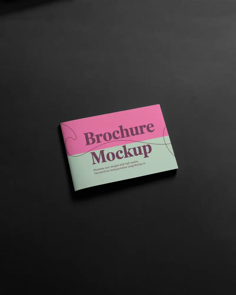 Landscape Brochure Mockup Centered On Black Textured Background With Subtle Shadow Play