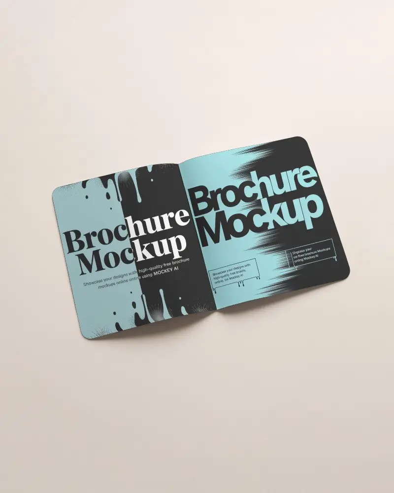 Soft White Brochure Mockup Open Flatlay With Rounded Corners On Pastel Background Modern Editorial Style