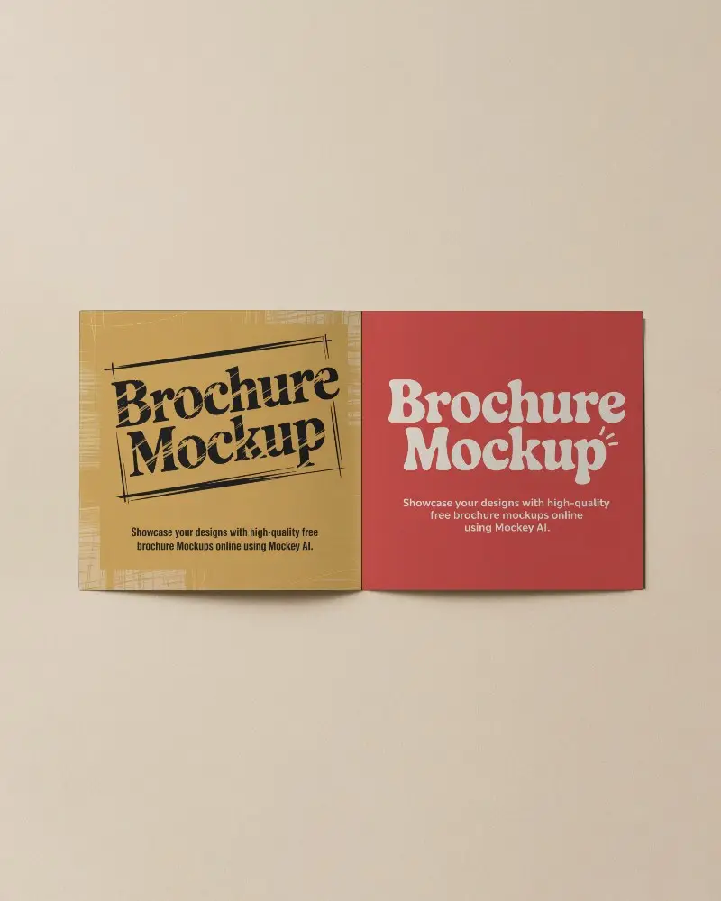 Cream Background Brochure Mockup Top View Open Layout Soft Lighting And Neutral Tones Elegant Design