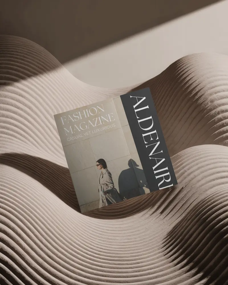 Sleek Square Brochure Display On Abstract Ridged Background For Brand Presentation