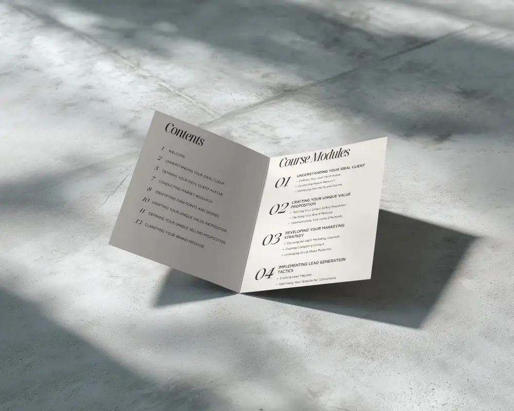 Minimalistic Bifold Brochure Mockup Placed On Rough Floor Casting Detailed Shadows 0394
