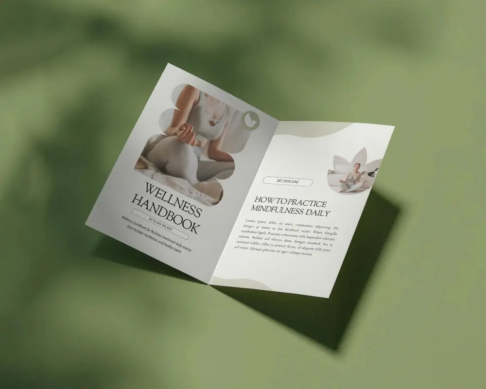 Premium Quality Brochure Mockup Flat View Blank Cover Opened Layout Minimalist Style 0417