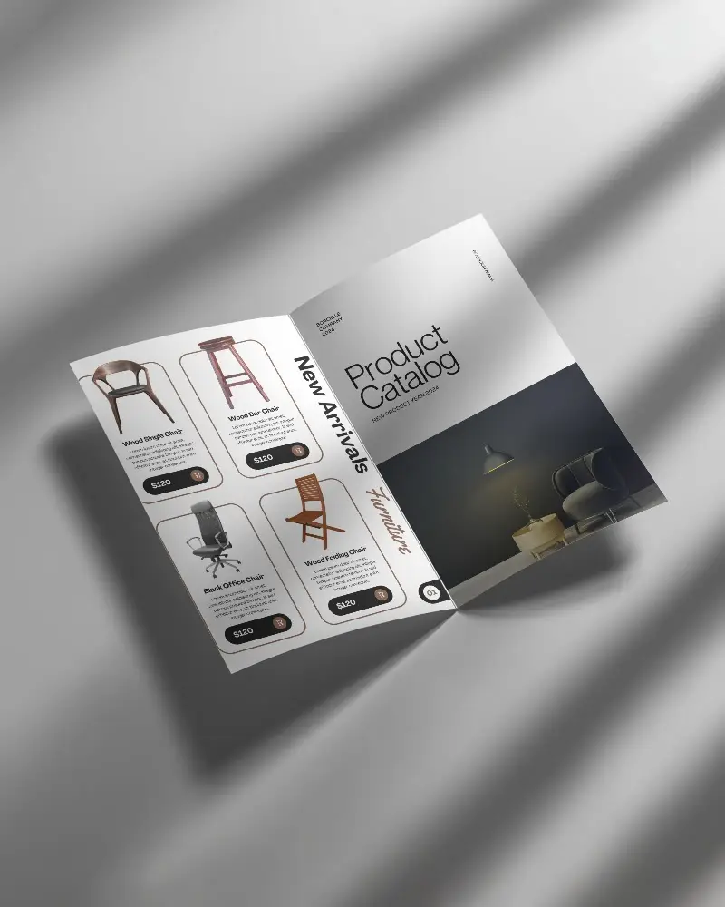 Premium Quality Open Brochure Mockup With Dynamic Light And Shadow Effect For Presentations 0423