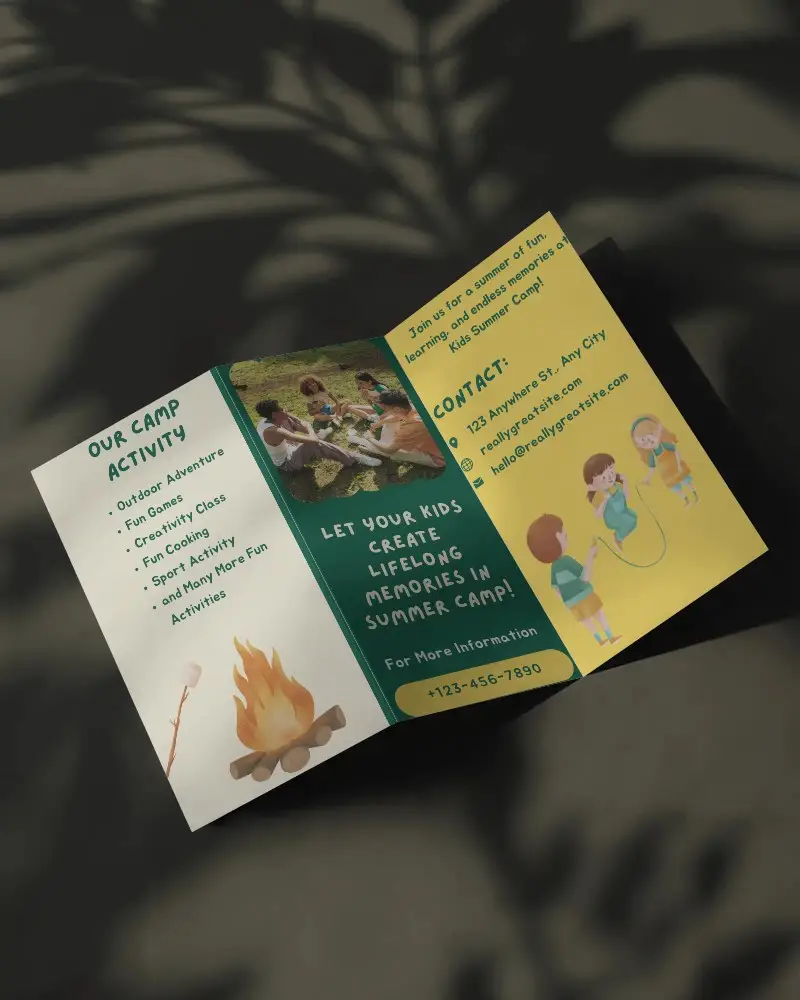 Realistic Trifold Brochure Mockup With Shadow Effects For Design Display