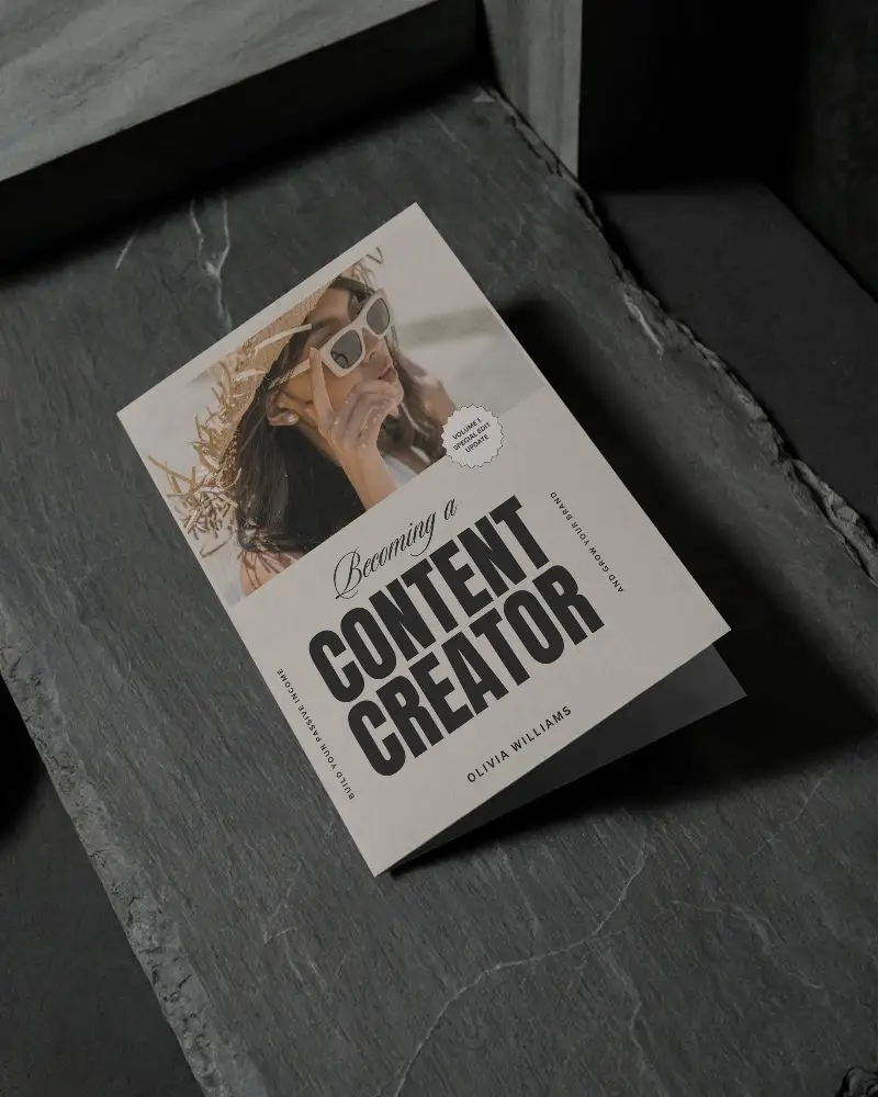 Elegant Bifolded Brochure Mockup Placed On Rough Textured Stone Background