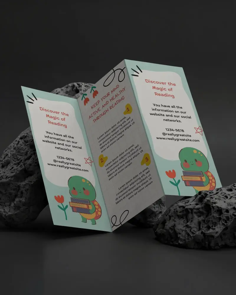 tri-fold-brochure-mockup-surrounded-by-natural-rock-texture-background-presentation