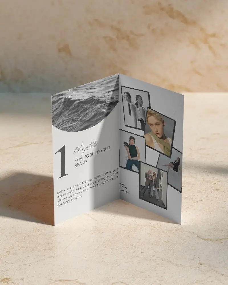 Simple Folded Brochure Mockup Modern Minimalist Branding Stationery Template Display