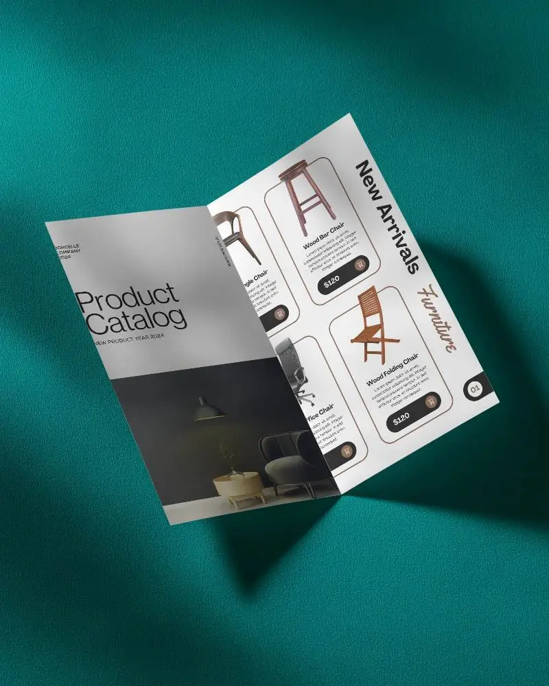 Minimalistic Half Fold Brochure Mockup With Clear Visible Fold Lines For Branding Use