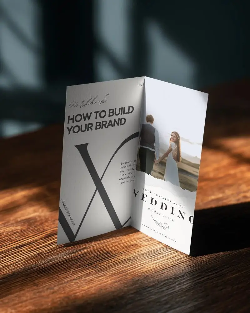 Minimalist Brochure Mockup Showcasing Modern Clean Tri Fold Design On Textured Wood Background