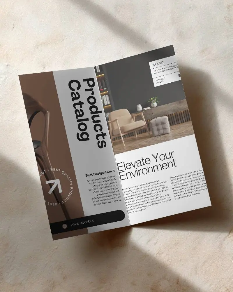 Photorealistic Brochure Mockup Flat Lay With Shadows For Corporate Identity Presentations