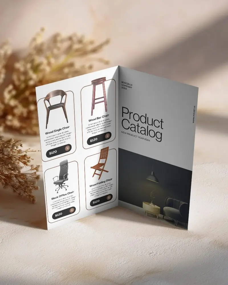 Modern Folded Brochure Mockup With Stylish Shadow On Matte Textured Background