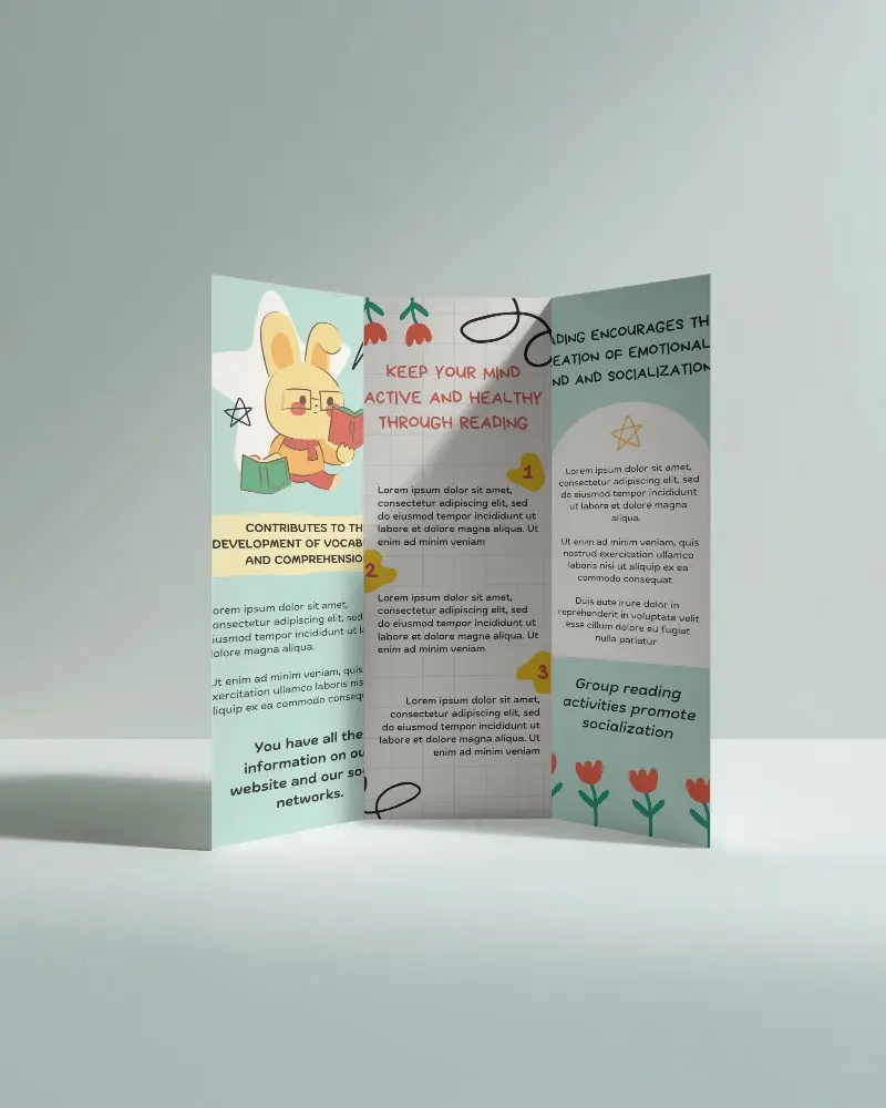 Minimalistic Trifold Brochure Mockup On Clean Surface With Subtle Shadow Light